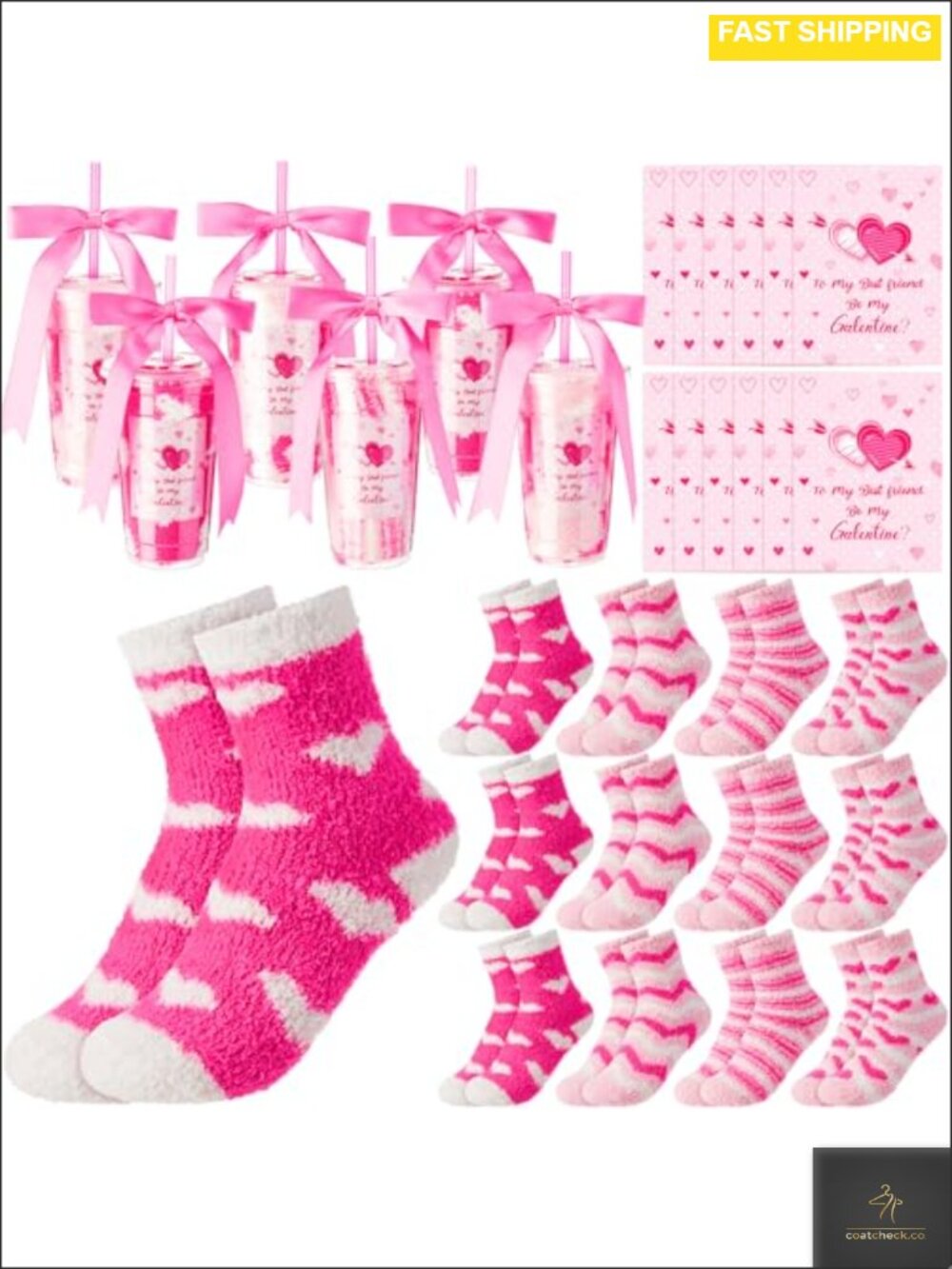 Fuzzy Socks Gift Set 12 Pairs Coral Fleece Plush Women